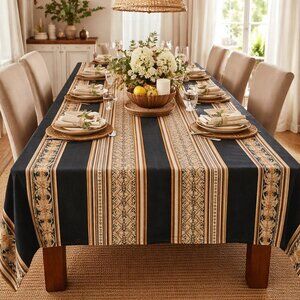 Southwestern Design Black-Brown 52"x 98" Tablecloth